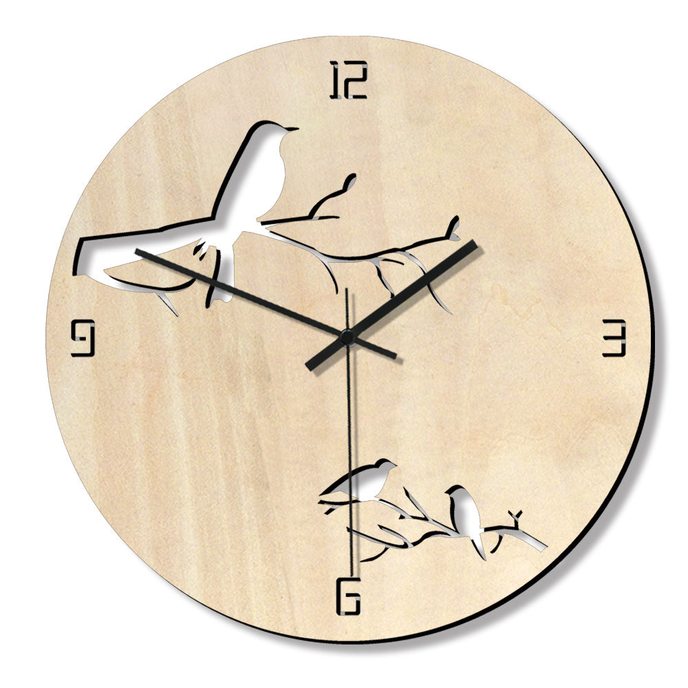 Birds Analogue Wall Décor Noiseless Clock for Lounge