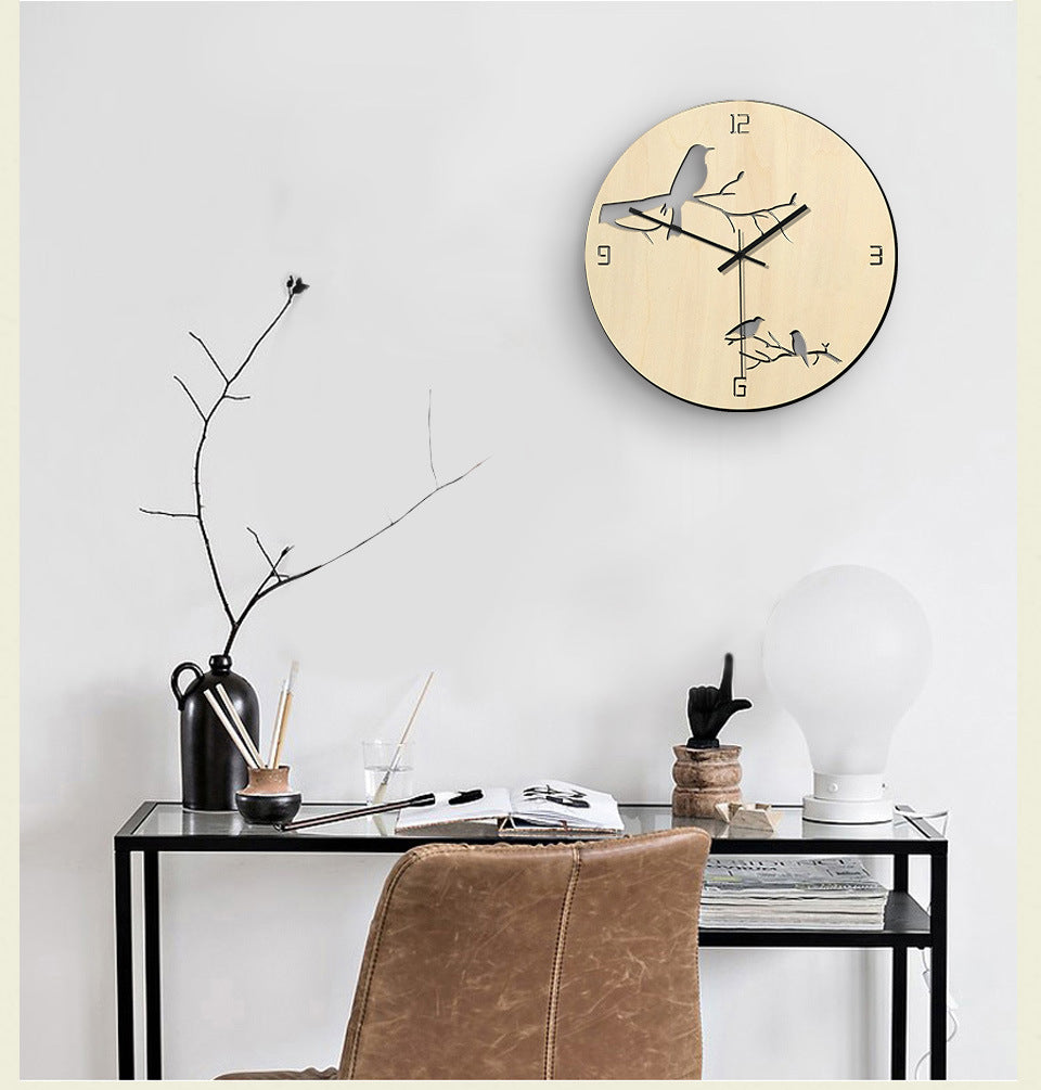 Birds Analogue Wall Décor Noiseless Clock for Lounge