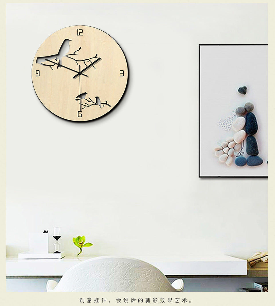 Birds Analogue Wall Décor Noiseless Clock for Lounge