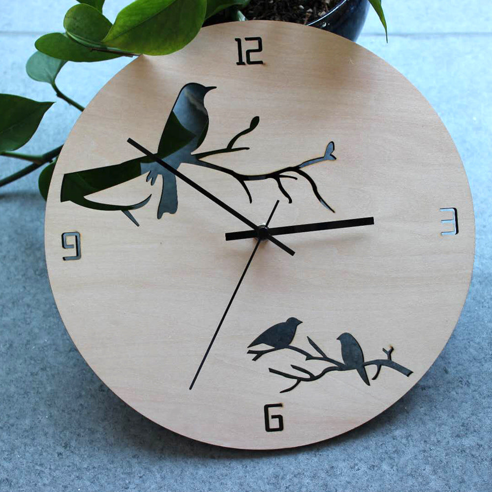 Birds Analogue Wall Décor Noiseless Clock for Lounge