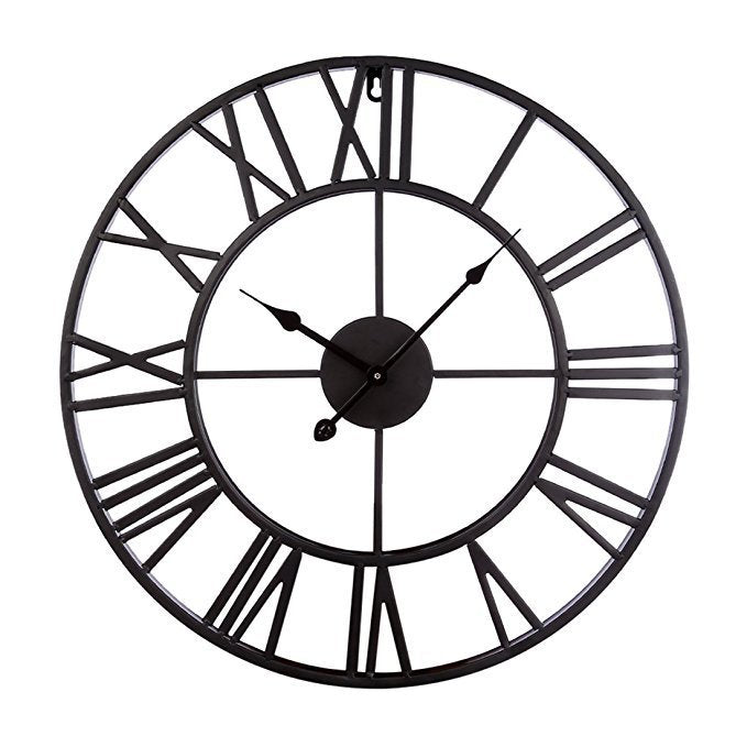 Roman Letters Large Silent Wall Clock 16 Inches Iron