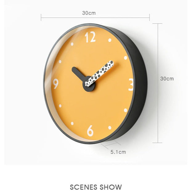 Cute Round Wall Clock for Kids Bedroom