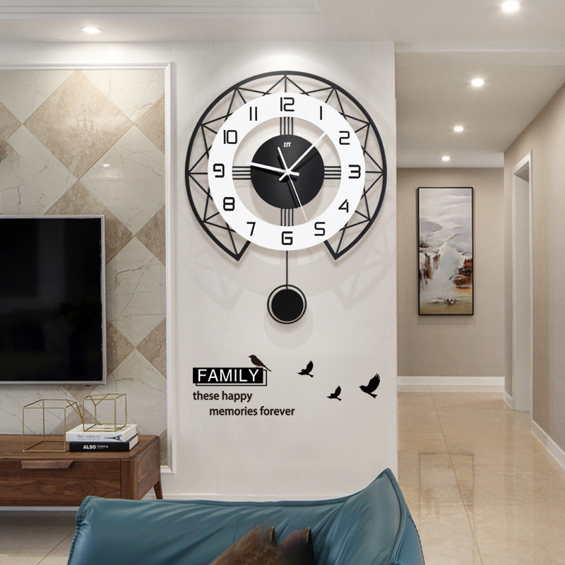 Decorative Pendulum Wall Clock for Livingroom Battery Operated