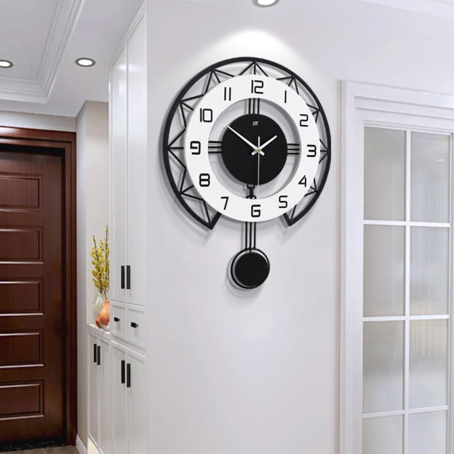 Decorative Pendulum Wall Clock for Livingroom Battery Operated