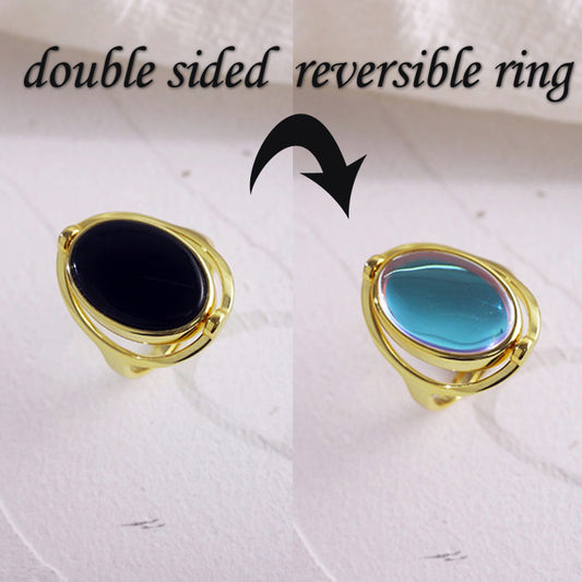 Reversible Double Sided Ring, Personalized Flip Ring Gift For Her (Adjustable Size)