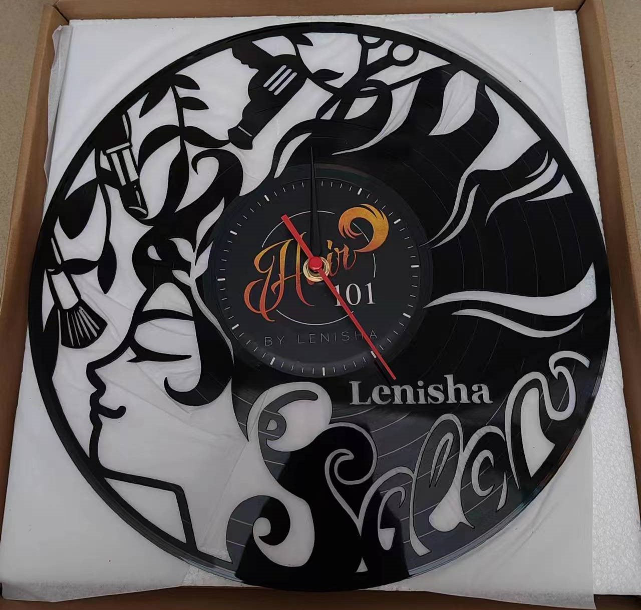 Gift for Beauty Salon Personalized Photo Clock for Female Beautician