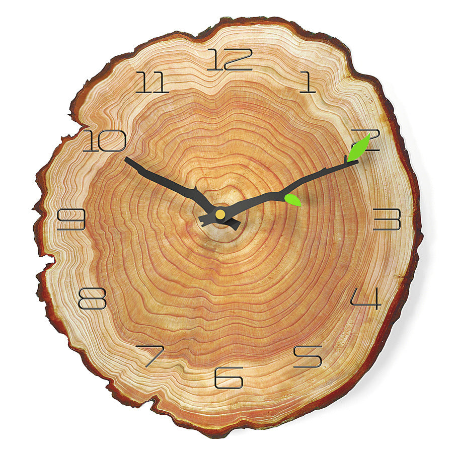 Wood UV Print Textured Silent Wall Clock 16 Inches