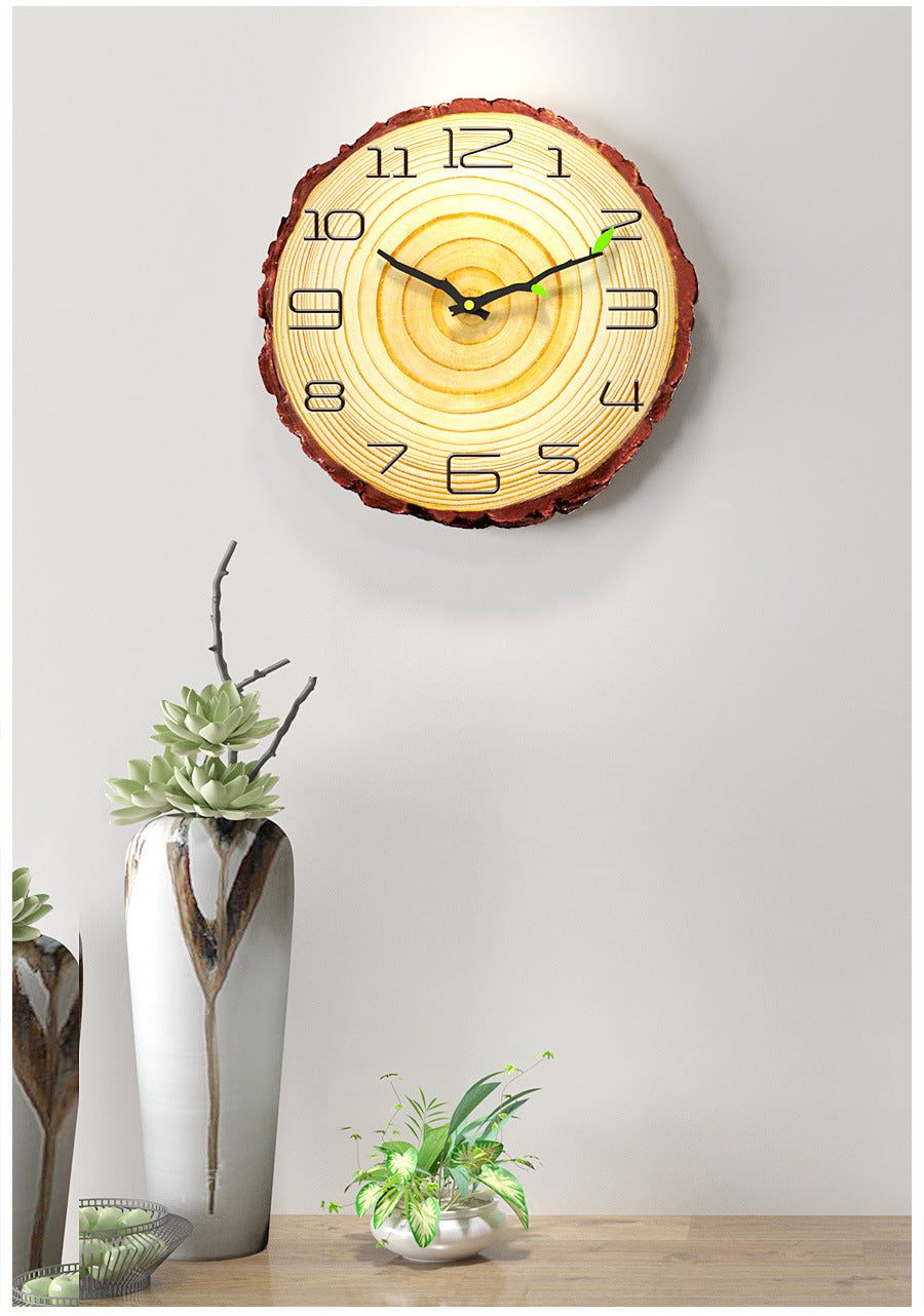 Nordic Wood Textured Silent Clock for Bedroom 12 Inches