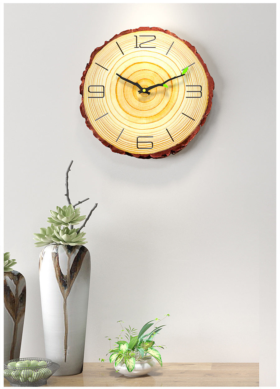 Nordic Wood Textured Silent Clock for Bedroom 12 Inches
