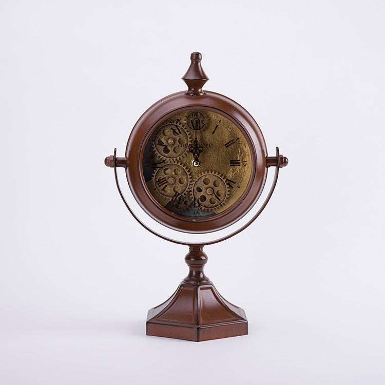 Real Moving Gears Retro Table Clock