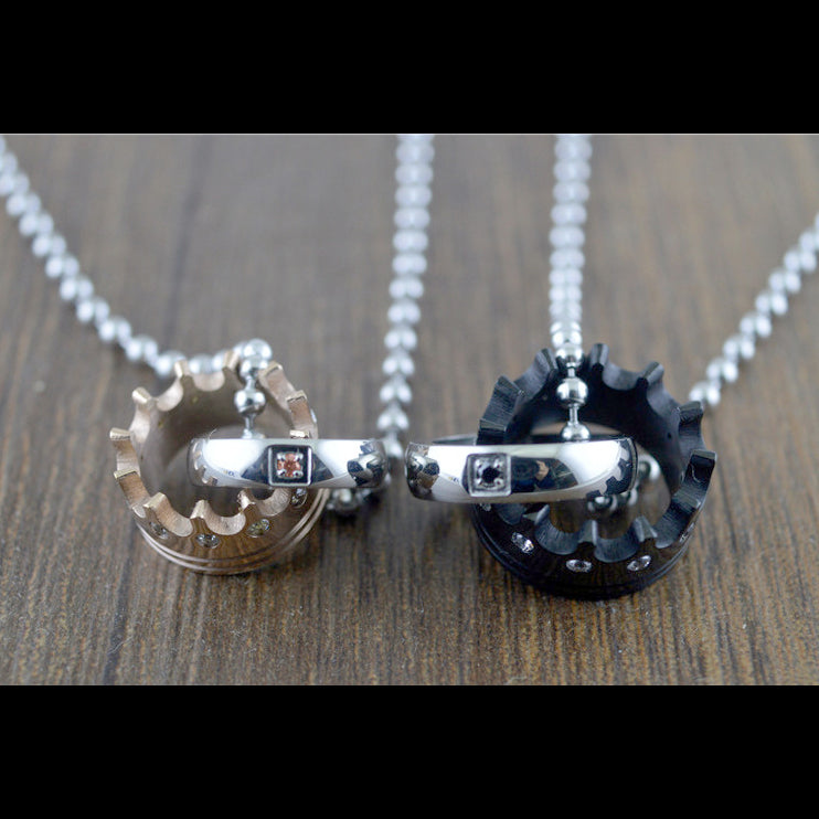 King Queen Crown Couple Promise Necklaces