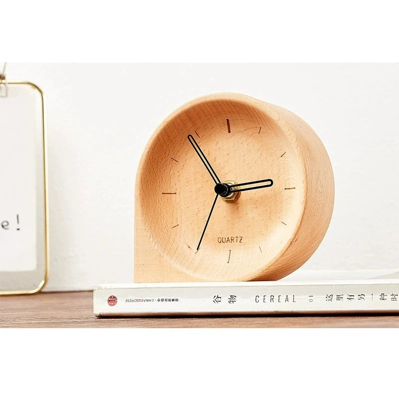 Solid Wood Minimalist Bedroom Desktop Silent Clock