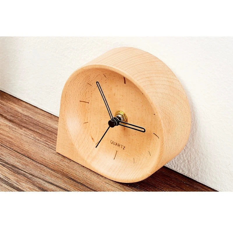 Solid Wood Minimalist Bedroom Desktop Silent Clock