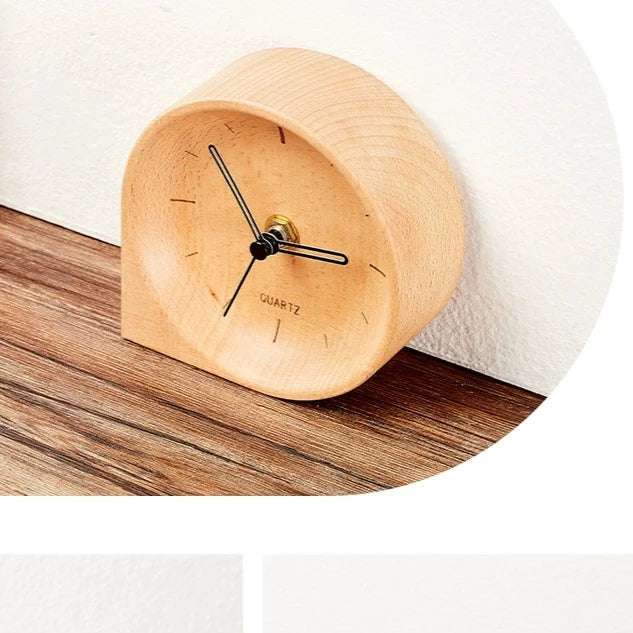 Solid Wood Minimalist Bedroom Desktop Silent Clock