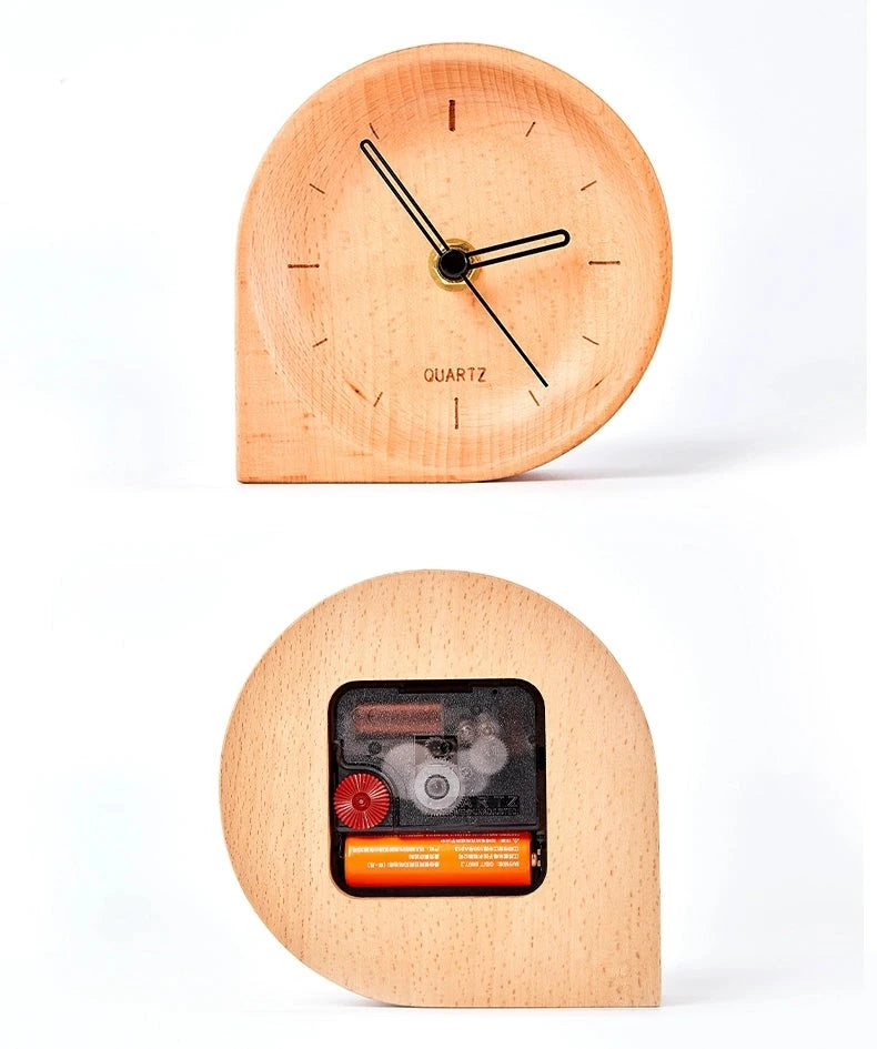 Solid Wood Minimalist Bedroom Desktop Silent Clock