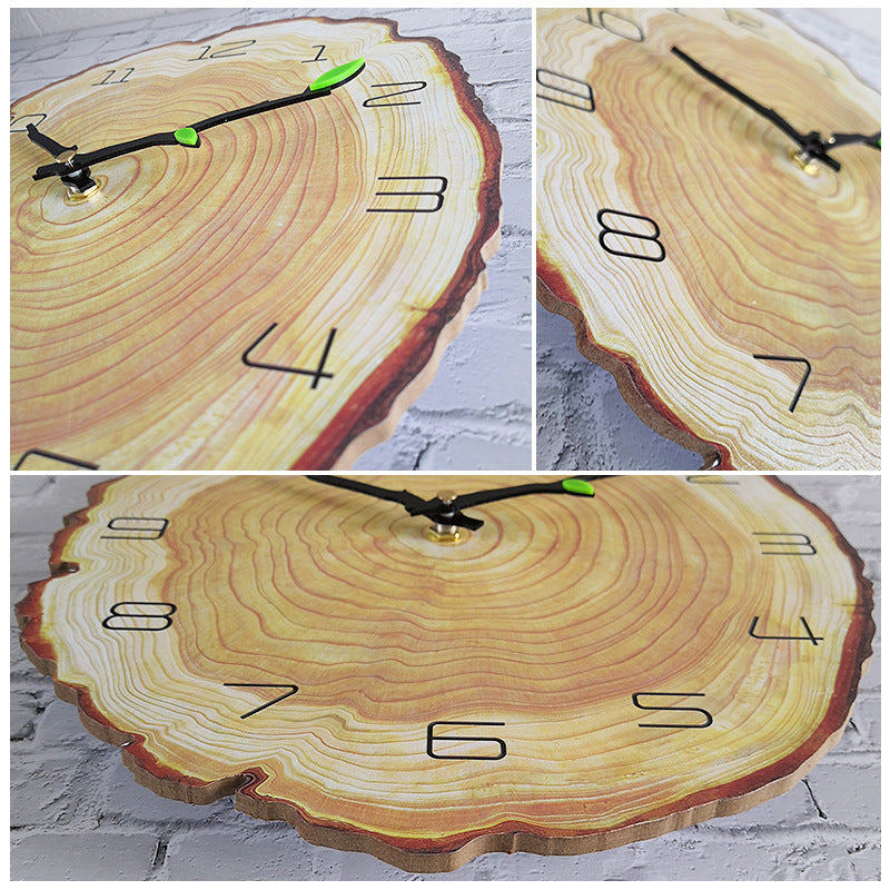 Wood UV Print Textured Silent Wall Clock 16 Inches