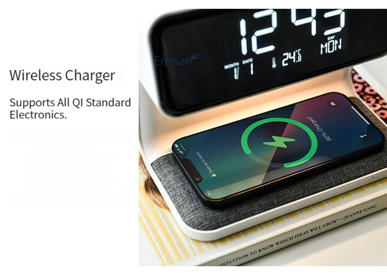 Led Wireless Phone Charger Alarm Table Clock