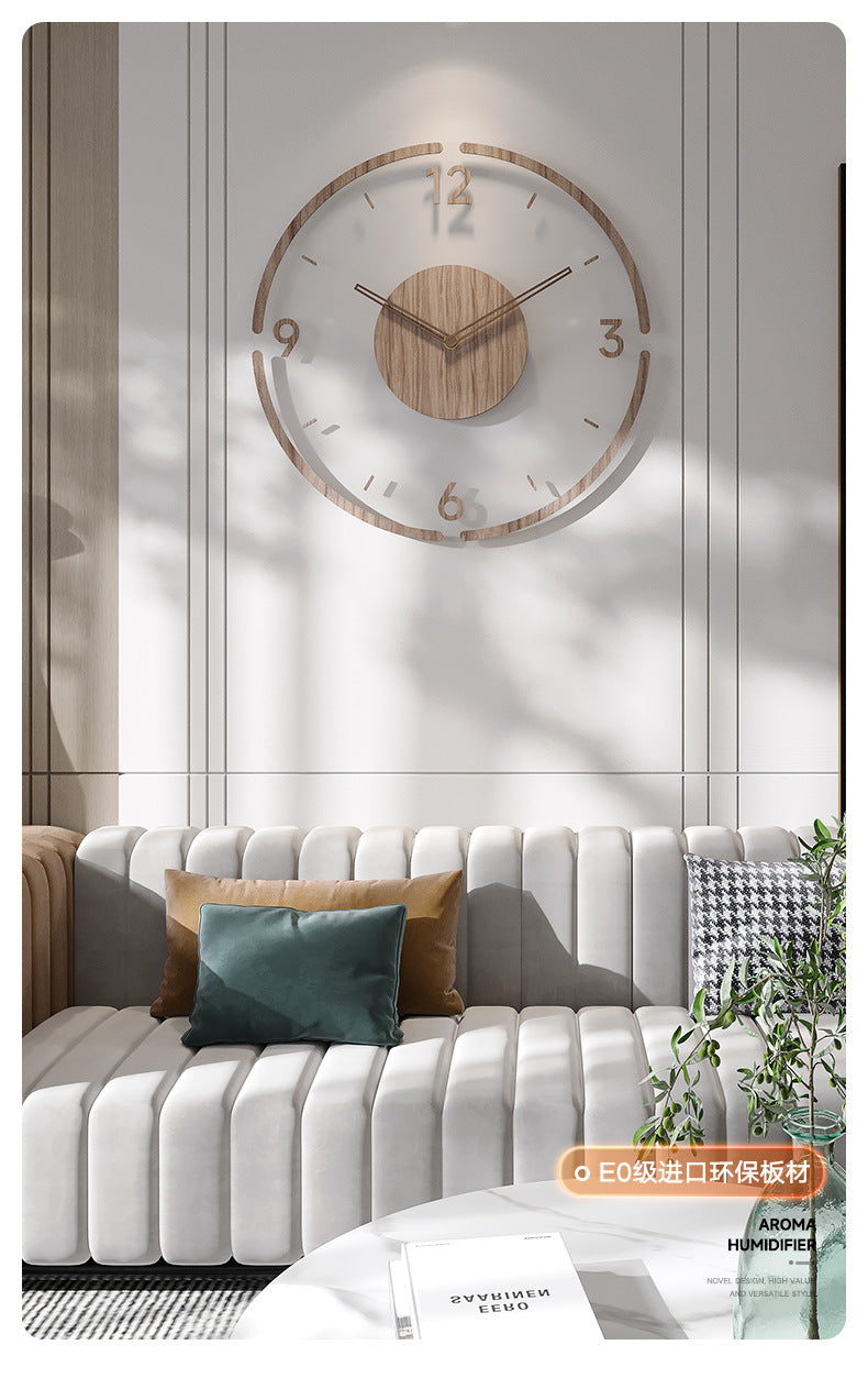 Nordic Solid Wood Silent Wall Clock 14 Inches