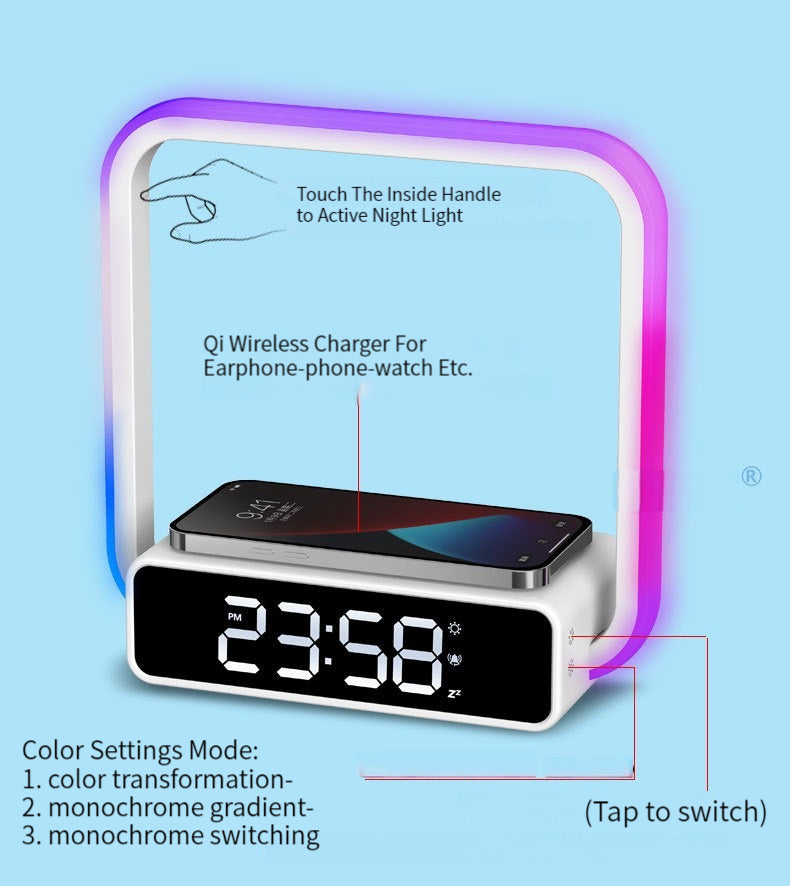 Led Rgb Lights Wireless Phone Charger Table Clock