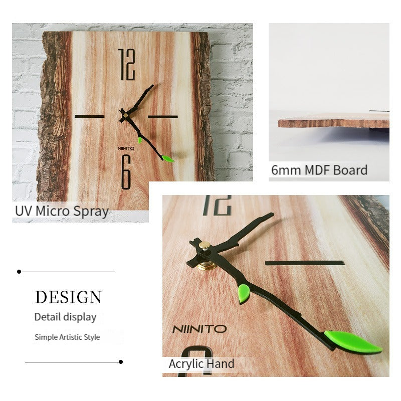 Wood Texture UV Print Silent Wall Clock