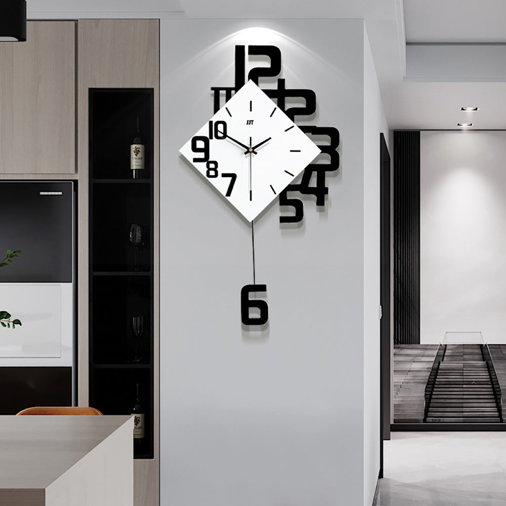 Oversized Pendulum Silent Wall Clock for Livingroom