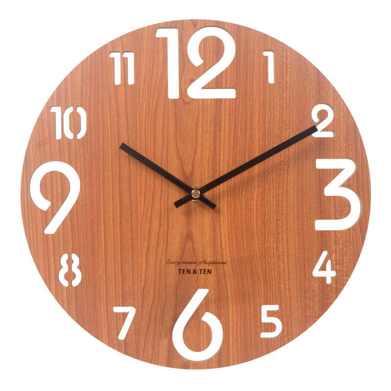 Modern Battery Operated Silent Wall Clock 10 Inches Wood Textured