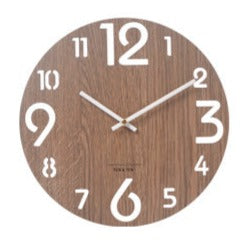 Modern Battery Operated Silent Wall Clock 10 Inches Wood Textured