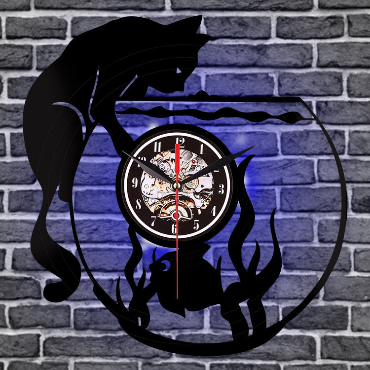 Fish Tank Lp Record Silent Wall Clock