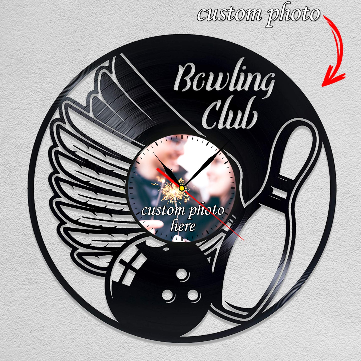 Gift for Bowling Coach Personalized Photo Wall Clock