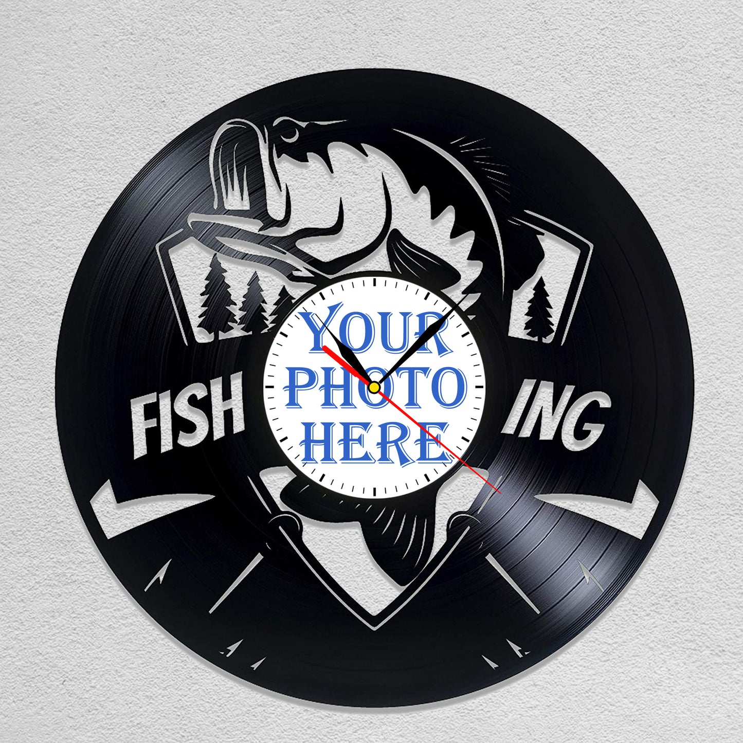 Gift for Fisherman Personalized Photo Wall Clock