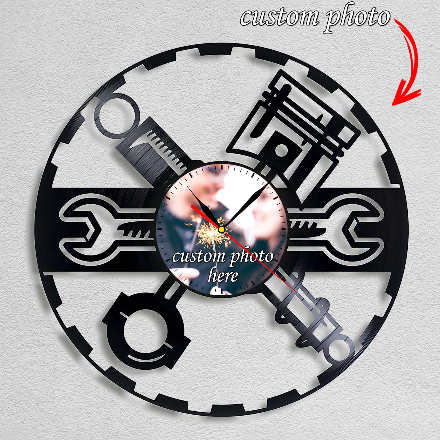 Gift for Car Mechanic Wall Art Personalized Lp Record Clock
