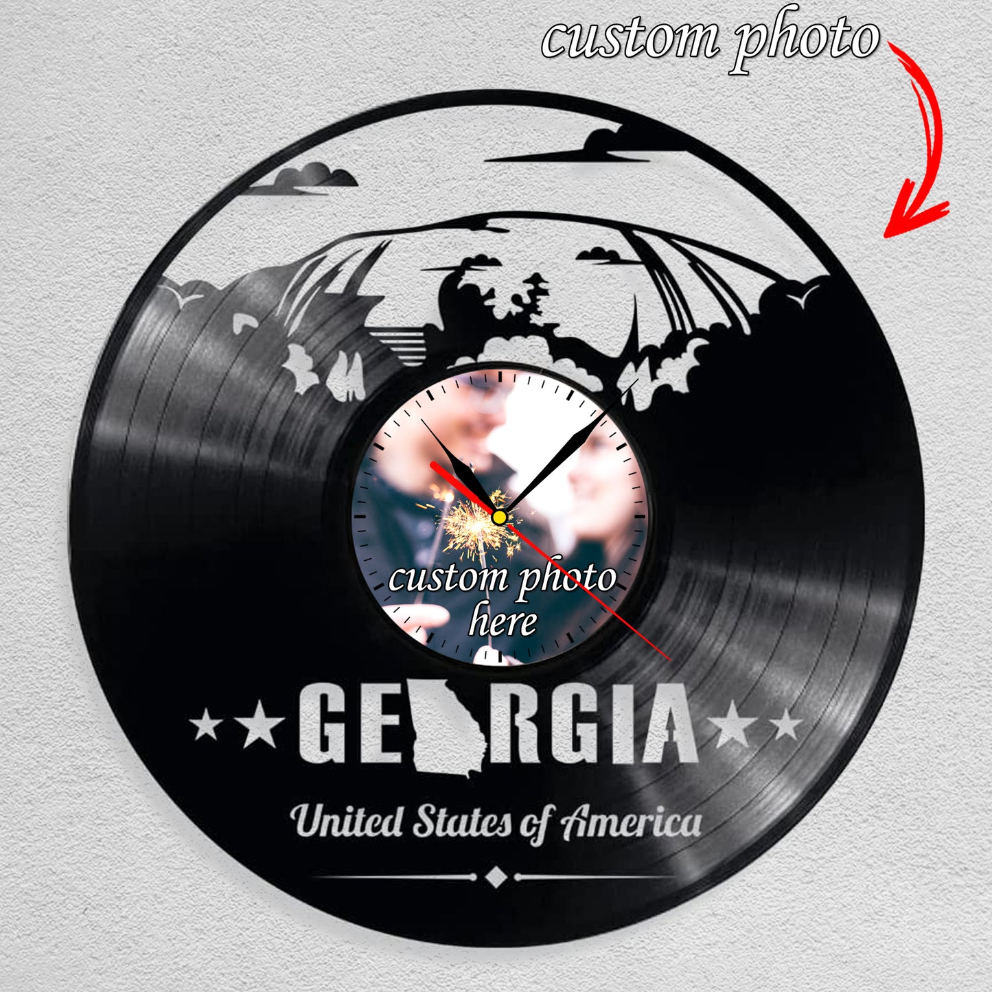 Georgia usa State Wall Decor Gift Personalized Photo Clock