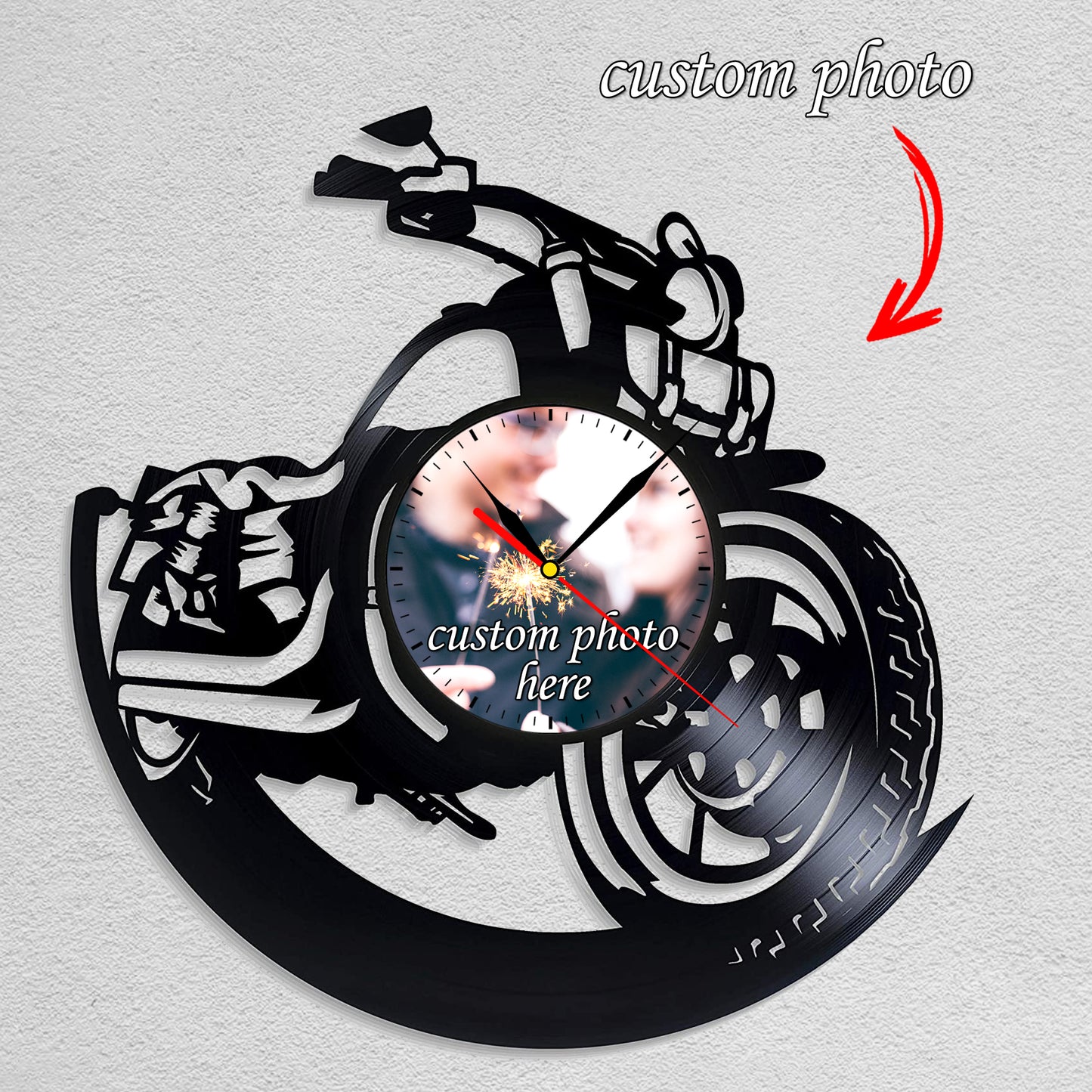 Gift for Motorcycle Rider Men Personalized Vintage Wall Clock