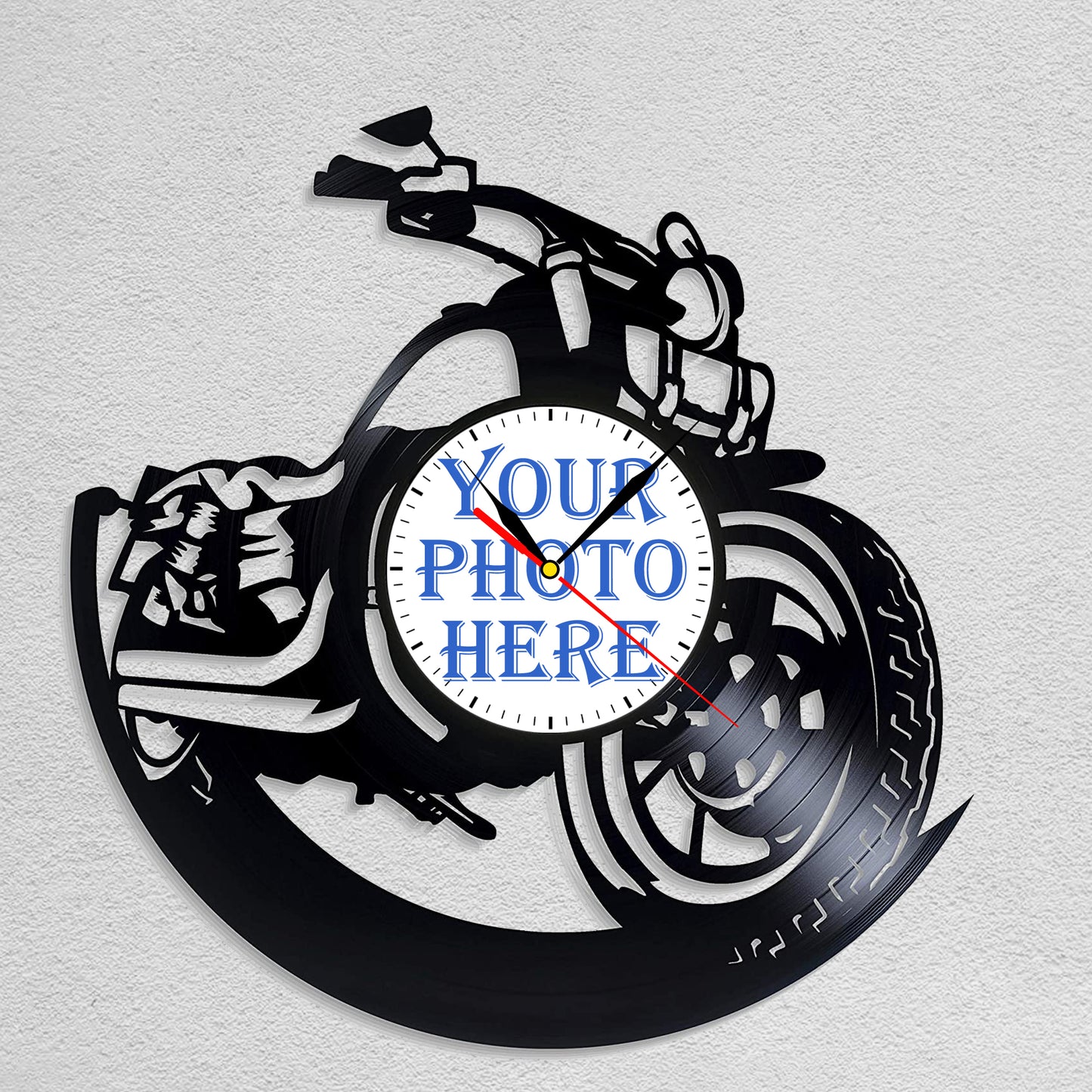 Gift for Motorcycle Rider Men Personalized Vintage Wall Clock