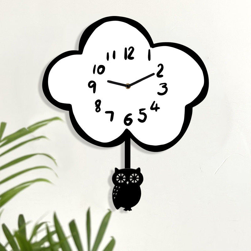Cute Animals Silent Pendulum Clock for Kids Bedroom