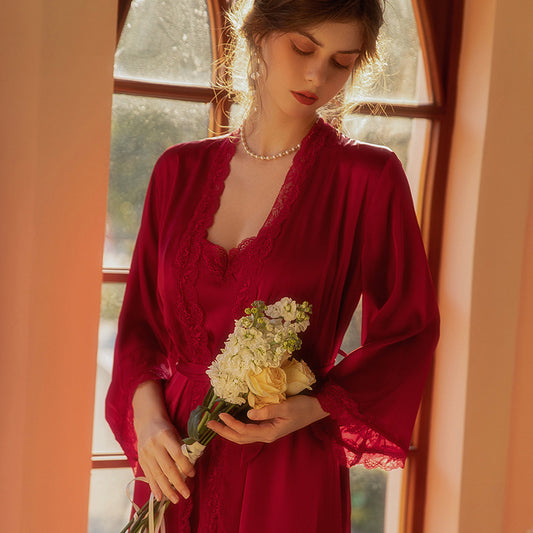 Bridal Wedding Nightgown Robe Set Vintage Lace