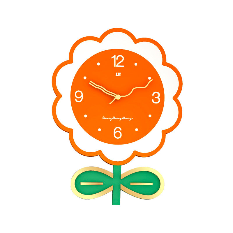 Floral Large Size Silent Wall Clock for Living Room