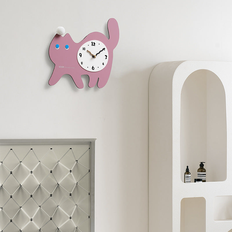 Cute Cat Kids Bedroom Silent Wall Clock