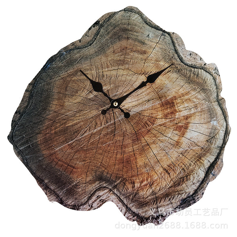 Wood Textured Silent Wall Decoration Clock for Livingroom