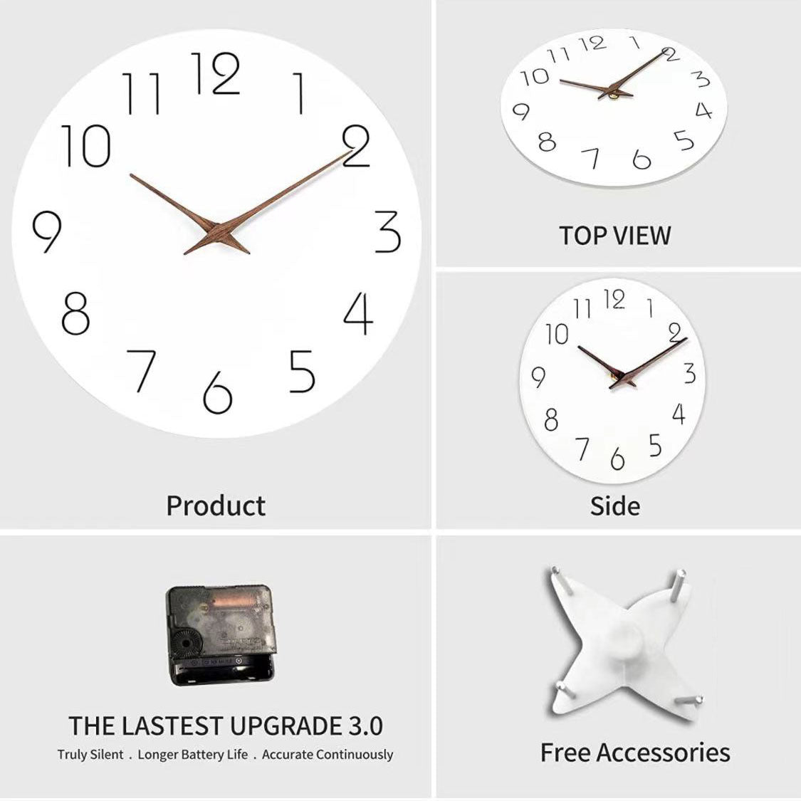 Simple Color Silent Wall Decoration Clock 12 Inches