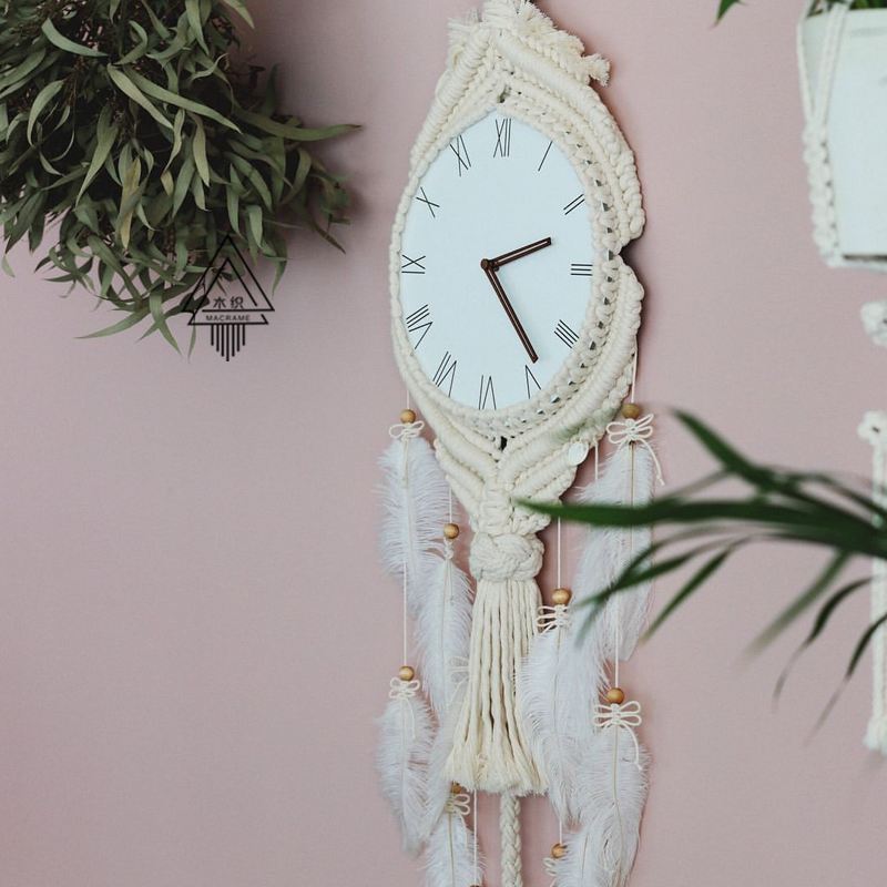 Loforay™ Roman Numerals Woven Nordic Wall Hanging Silent Clock
