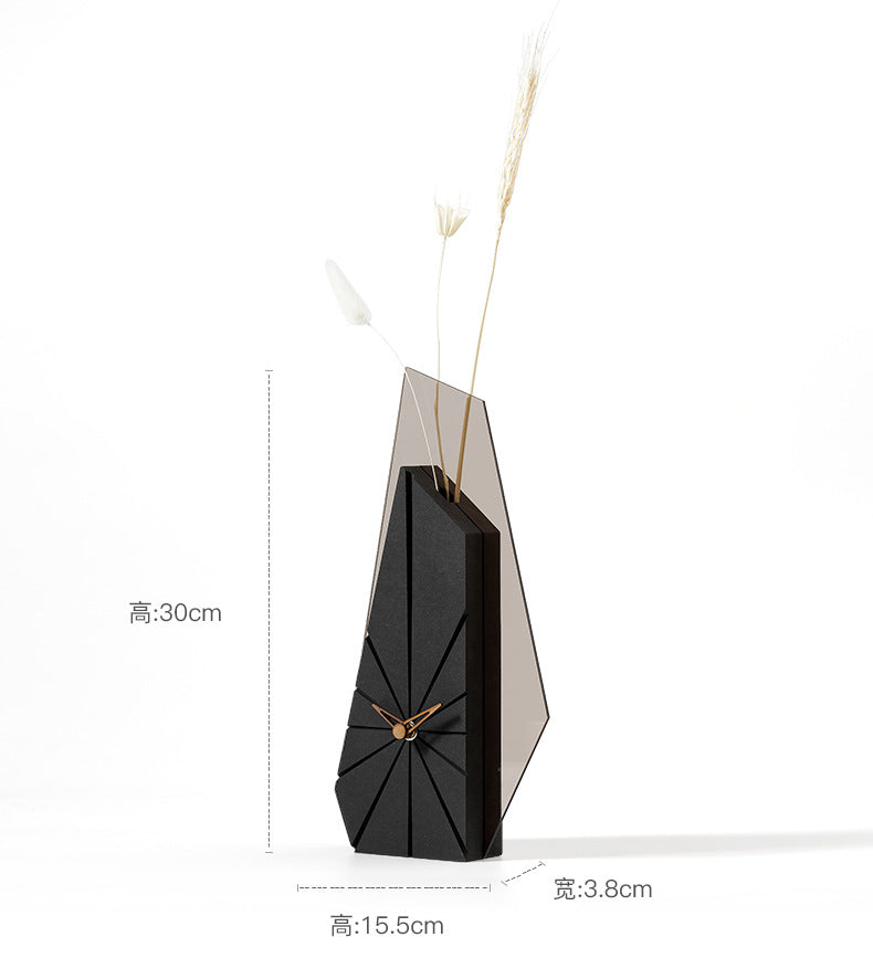 Unique Decorative Vase Table Clock for Living Room