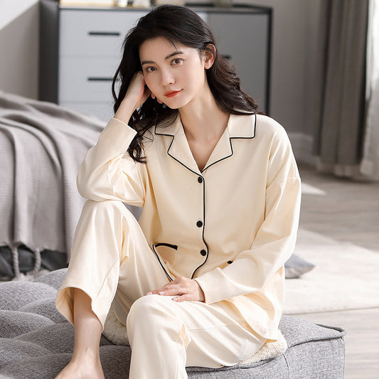 Classic Long Sleeves Pajamas for Women 100% Cotton