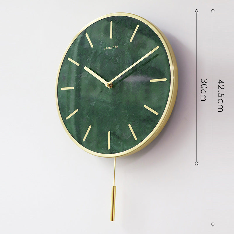 Natural Marble Pendulum Analog Wall Clock