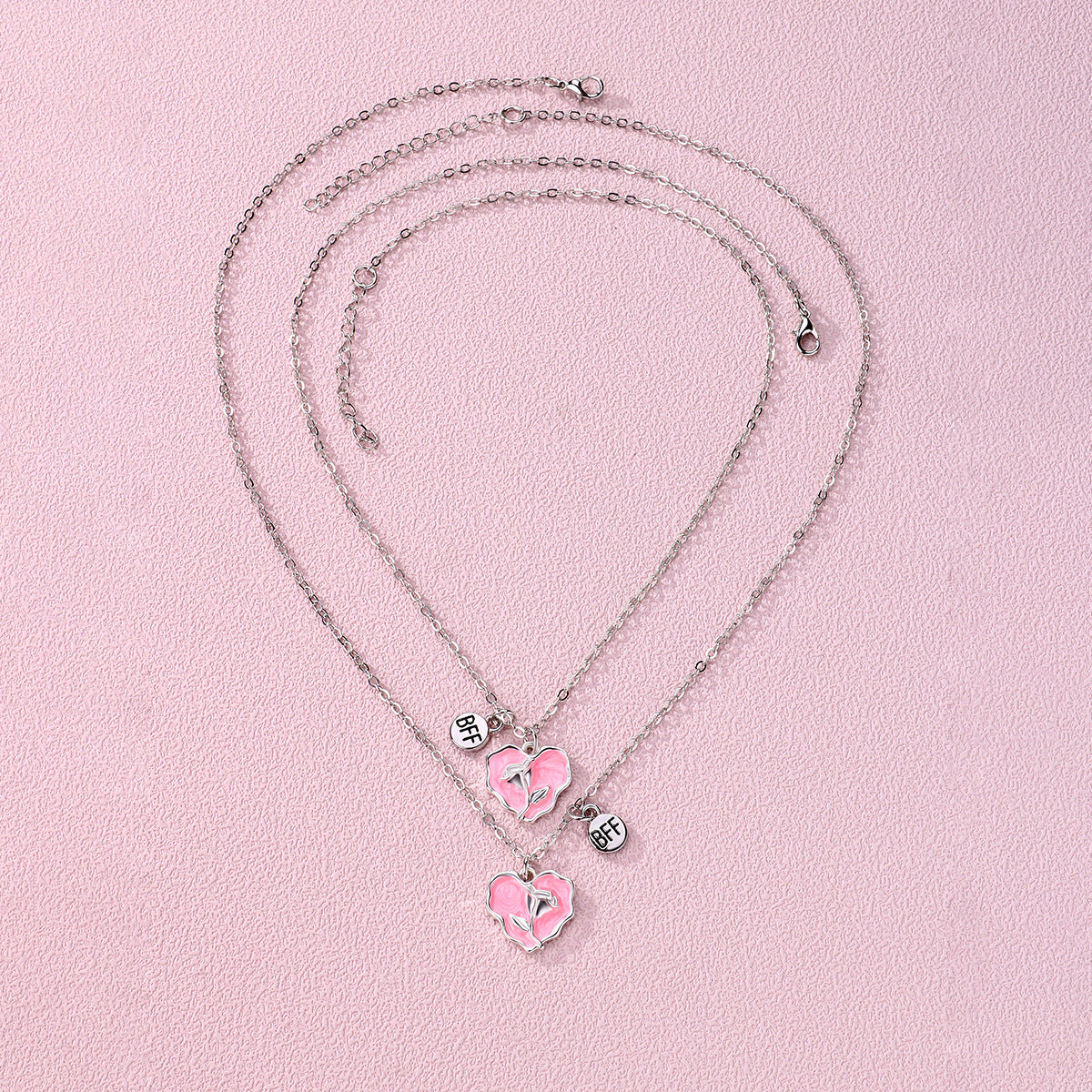 Rose Matching Best Friend Necklaces Gift Set for 2