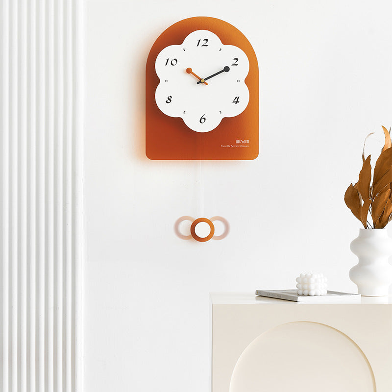 Flower Shaped Wall Décor Pendulum Clock