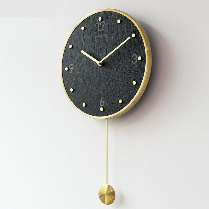 Natural Marble Pendulum Analog Silent Clock