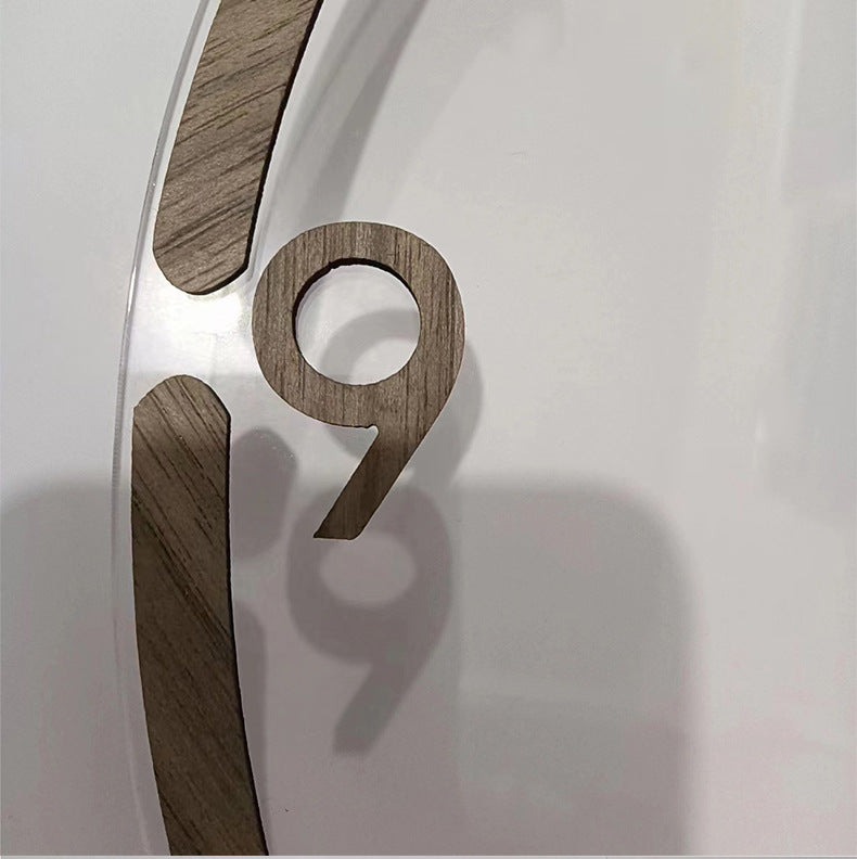 Nordic Design Silent Wall Clock 12 Inches Walnut Wood