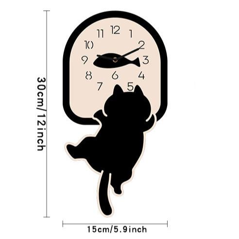 Cute Cat Silent Wall Clock for Kids Bedroom