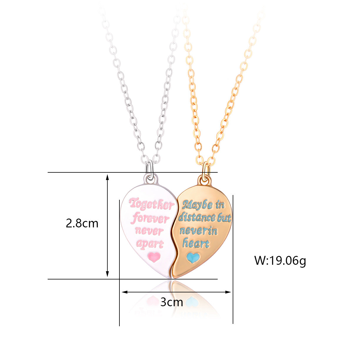Half Heart Friendship Necklaces Distance Relationship Gift Set
